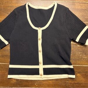 Black and Cream Women's Cardigan